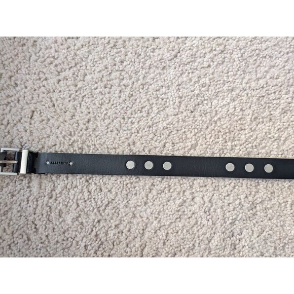 NWT AllSaints Black Punk 25mm Belt w/ Flat Silver Studs Sz L main image 4